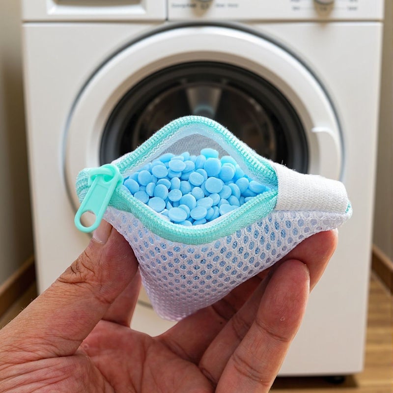 7 Pcs Reusable Laundry Bags with Zipper Closure Multicolor Triangle Shape Compatible with Scent Beads Machine Washable for Delicates and Small Items - Image 1