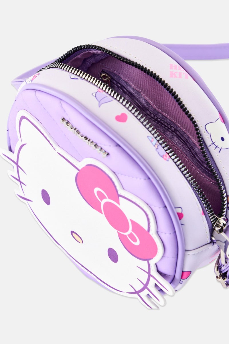 Sanrio Hello Kitty Kids Girl Graphic Print Cross Body Bag, Purple - Image 4