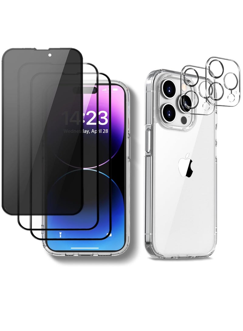 ELTRAZONE iPhone 15 Pro Max Complete Protection Set – 6-in-1 Case with 2 Tempered Glass Screen Protectors, Privacy Protector, and Camera Lens Covers - Image 1