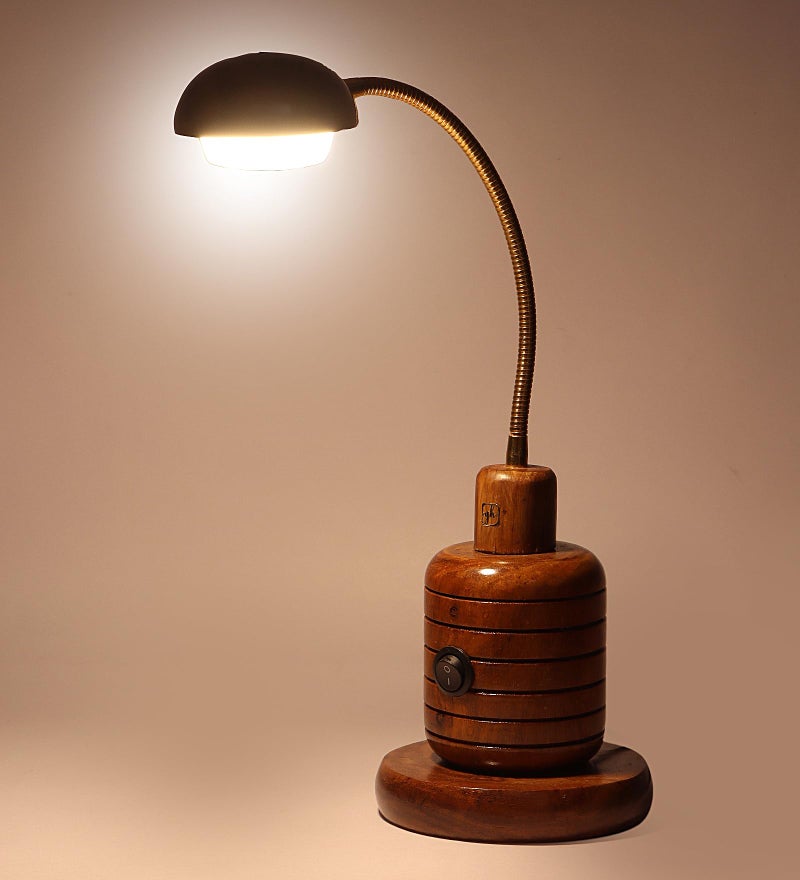 Green House Handmade Sheesham Wood Table Lamp | 6W Warm White German LED | On-Off Switch | Antique Design | Luxurious | Bedroom, Study, Office, Living Room | Home Decor | 1 Year Replacement Warranty - Image 5
