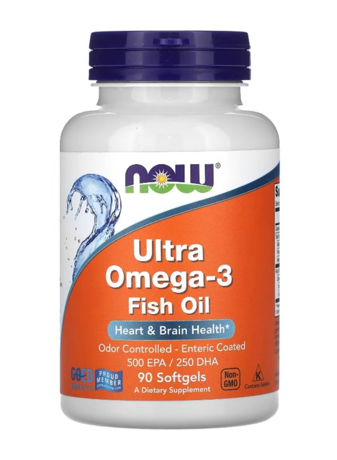 NOW Foods, Ultra Omega-3 Fish Oil, 90 Softgels - Image 1
