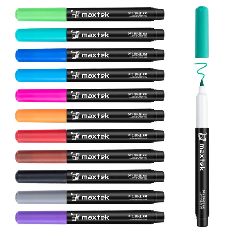 maxtek Dry Erase Markers, 0.7mm Ultra Fine Tip, Low Odor, 12 Count - Image 1