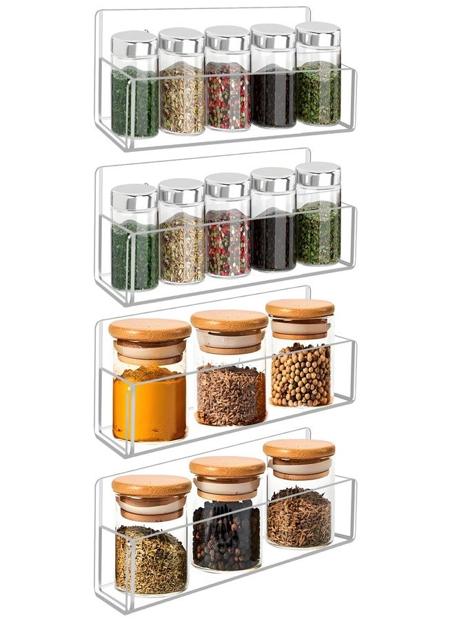 Douildhaiy Acrylic Spice Rack Wall Mount-9 Inch, Clear Spice Shelf Storage Holder, 4 Pack Hanging Seasoning Rack Organizer for Cabinet Door, Cupboard or Wall Kitchen (Adhesive or Screw) - Image 1