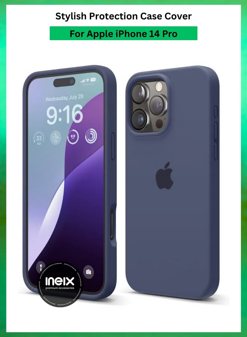 Apple iPhone 14 Pro Premium Case | Premium Silicone Case Cover Designed for Apple iPhone 14 Pro | Apple iPhone 14 Pro Case Camera and Drop Protection Thin Protective Premium 2.0mm TPU Silicon,Shockproof & Water-Proof Back Cover Case for Apple iPhone 14 Pro -Dark Blue