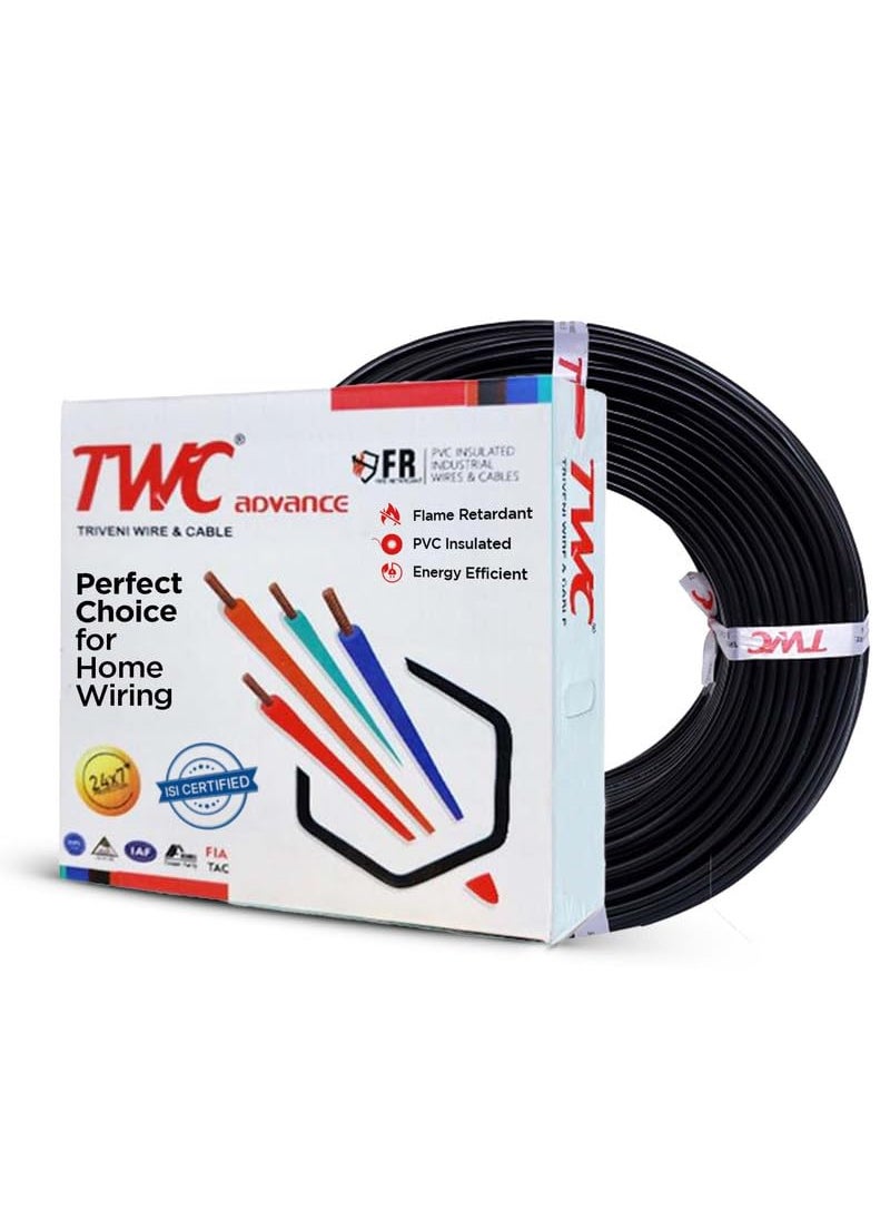 TWC TWC Advance Single Core Electrical Wire Black 45 Meter 10 SQMM PVC electrical insulated copper wire Cable for Domestic Industrial Connection purpose Flame Resistant  - Image 1