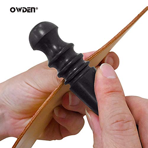 OWDEN Professional 2Pcs.Leather Edge Burnisher Ebony Wood Edge Slicker Leather Craft Tool Polished Grinding Tool,Round Head Leather edge burnish working tool，Leather Tool - Image 3