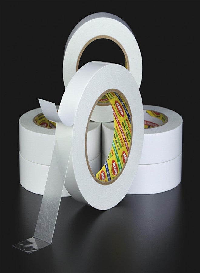 Mario Double Sided Premium Grade Tissue Tape 24mm x 50m - Pack of 6 | Extra Wide Strong Adhesive Picture Mounting Tape for Photo Frames, Crafts, DIY & Wall Décor | Heavy Duty Bond - Image 1