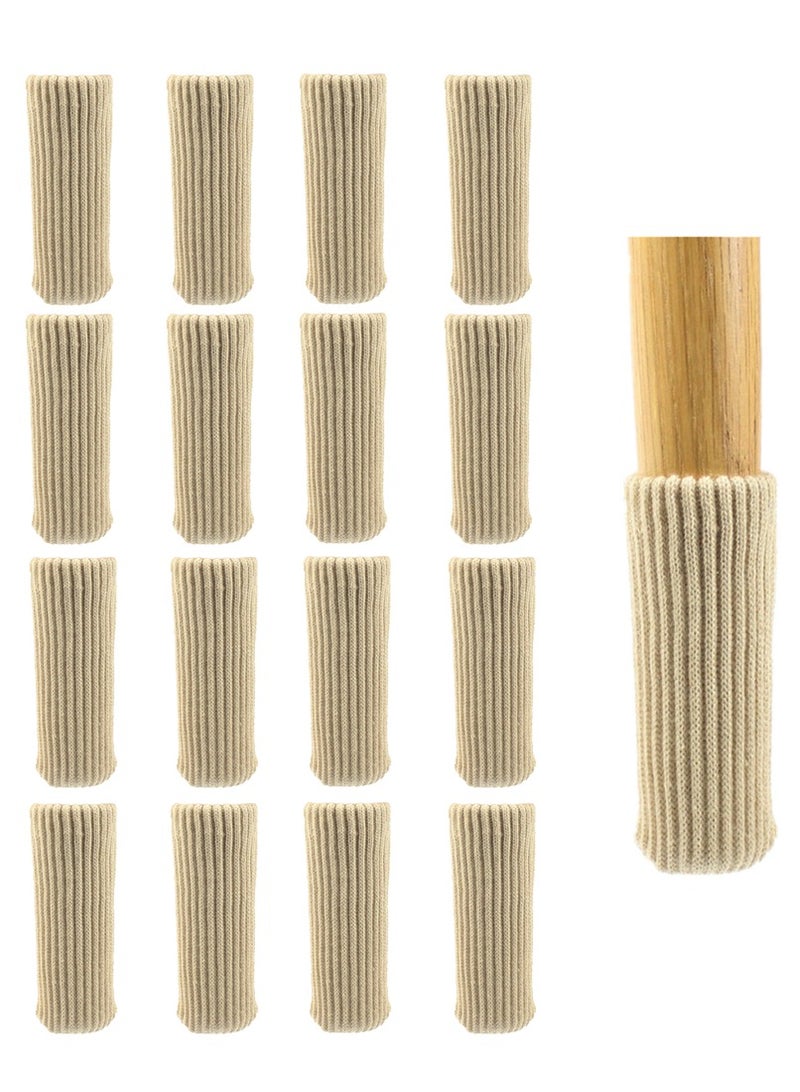 16pcs Furniture Leg Protectors , Protectors Knitted Chair Leg Cover Moving Easily and Reduce Noise Wood Floor Protectors（Beige）  - Image 1