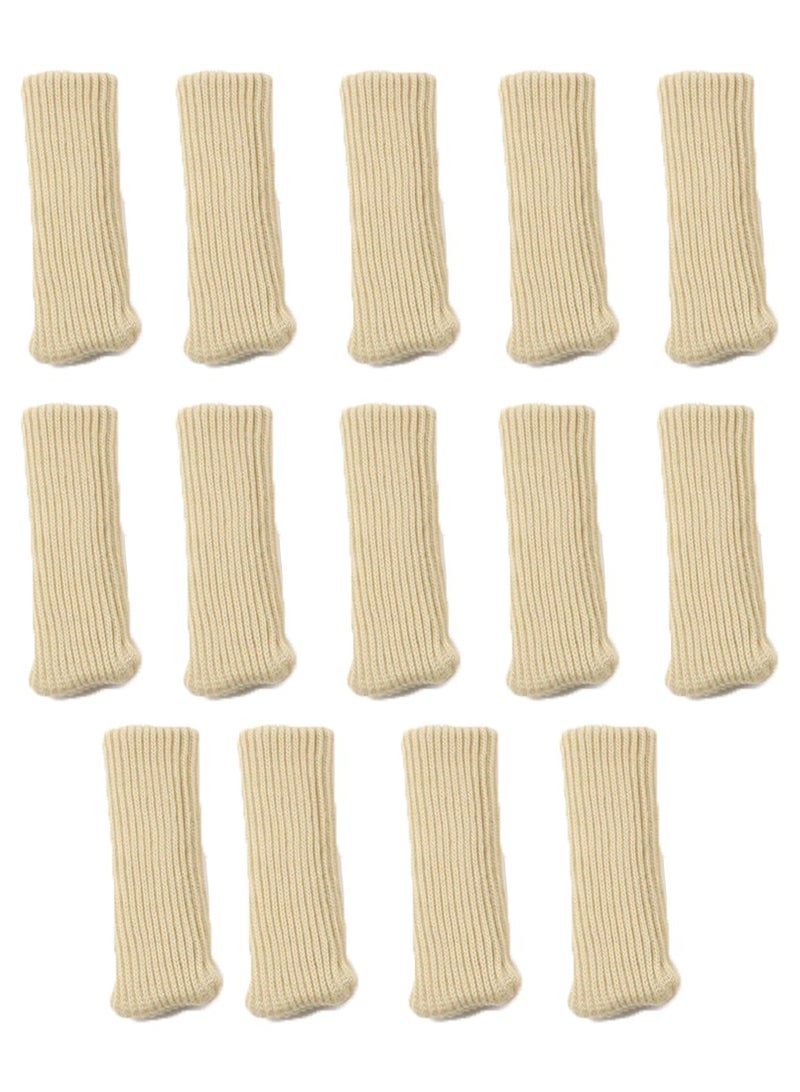 16pcs Furniture Leg Protectors , Protectors Knitted Chair Leg Cover Moving Easily and Reduce Noise Wood Floor Protectors（Beige）  - Image 2