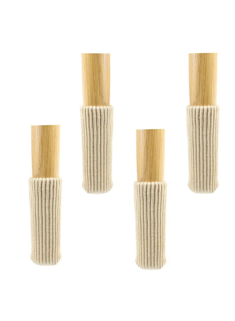 16pcs Furniture Leg Protectors , Protectors Knitted Chair Leg Cover Moving Easily and Reduce Noise Wood Floor Protectors（Beige）  - Image 3