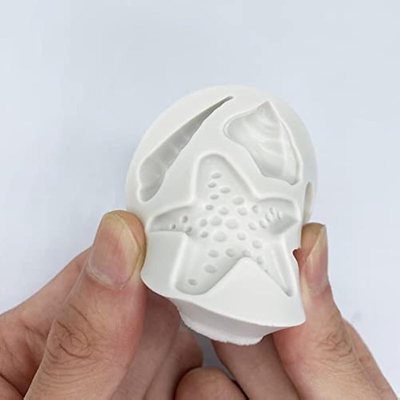 4 قطع قوالب سيليكون للكيك والفوندان بتصميم صدف البحر ونجم البحر، قوالب خبز لتزيين الكيك والشوكولاتة والحلوى وصلصال البوليمر والمشاريع الحرفية - Image 3