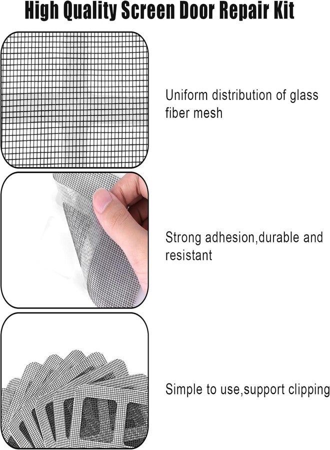 AXENTA 10pcs Window Screen Repair Kit Tapes Patch Square Shower Drain Hair Catcher Stickers Adhesive Breathable Ventilated Fiberglass Waterproof Covering Door Screen Wire Mesh Tears Holes - Image 2