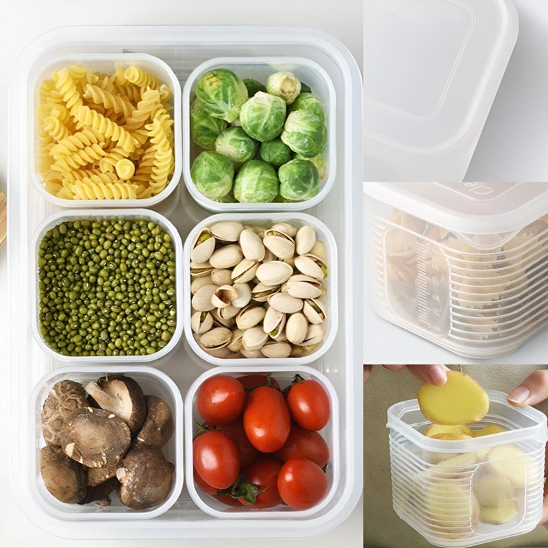 Reusable Food Storage Organizer - Large Plastic Container Set with 6 Removable Small Boxes for Fridge, Ideal for Organizing Fruits, Vegetables, Meat, and Fish to Keep Food Fresh - Image 4