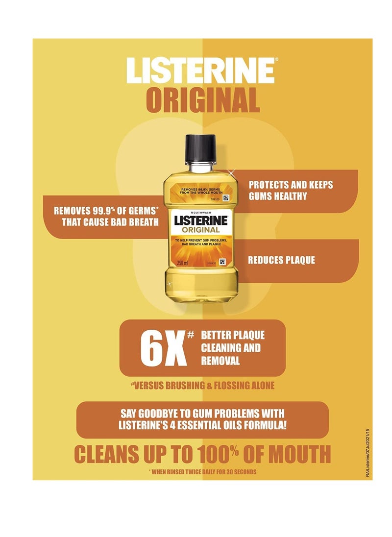 Listerine Original Mouthwash 250ml Pack of 3  - Image 2