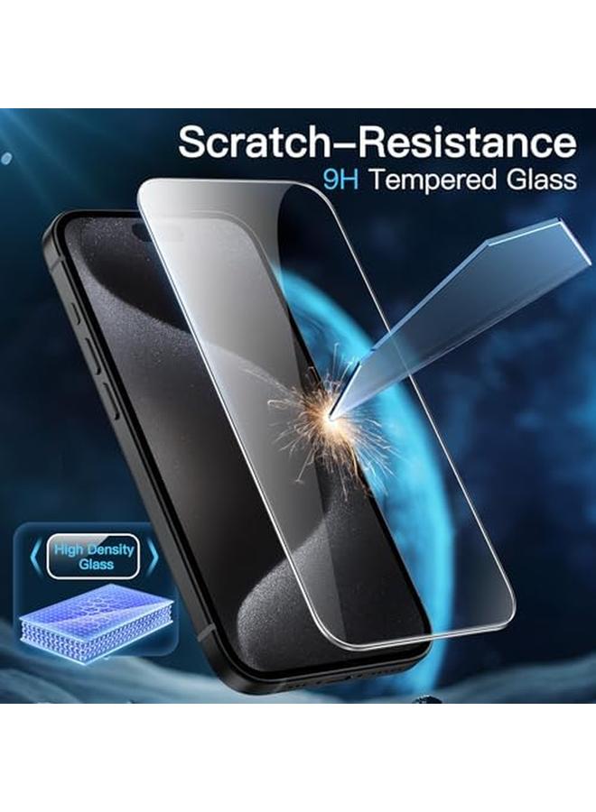 جي تيك جراب مغناطيسي 3 في 1 لهاتف Iphone 15 Pro Max مقاس 6.7 بوصة مع قطعتين من واقيات الشاشة الزجاجية المقواة المتوافقة مع غطاء الهاتف الشفاف غير اللامع المقاوم للصدمات من Magsafe باللون الأسود - Image 5