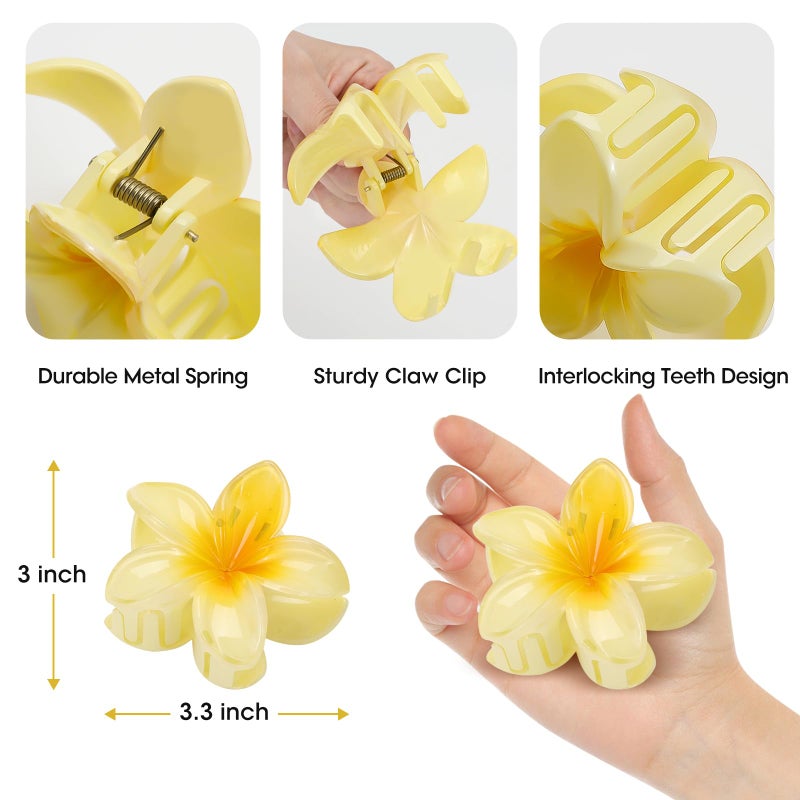 HAPTIME 10 Pack Flower Claw Clips for Women, Preppy Hair Clips, Plumeria Hair Clip, Hawaiian Flower Hair Clips, Gifts for Women Teen Girls - Image 2