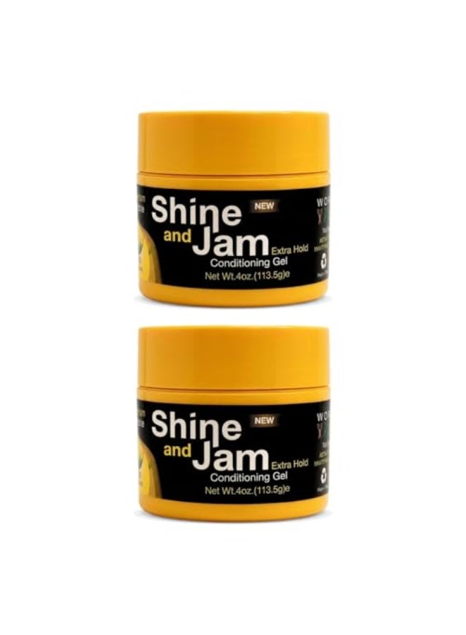 Shine and Jam Conditioning Gel for Braiding Extra Hold Honey Extract Non-Greasy Edge Control Hair Gel for Braids Twists Edges (4 Ounce (Pack of 2)) - Image 1