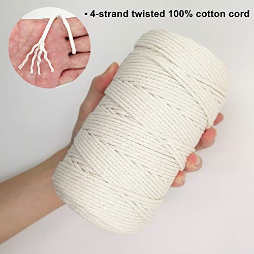 Byworld 3mm 220 Yards Macrame Cord, BYWORLD 200m Cotton Rope Twine String,100% Natural Colored Macrame Rope for Macrame Kit, Plant Hangers, Wall Hanging, Christmas or Wedding Decorative(Beige Yellow) - Image 3