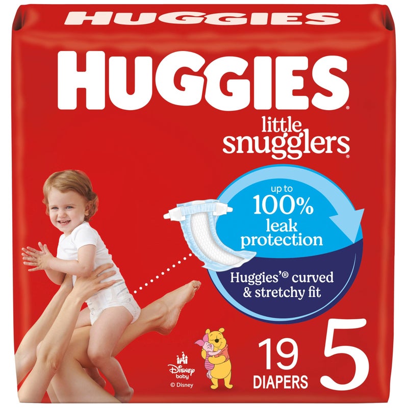 Huggies Size 5 Diapers, Little Snugglers Baby Diapers, Size 5 (27+ lbs), 19 Count, Packaging May Vary - Image 1
