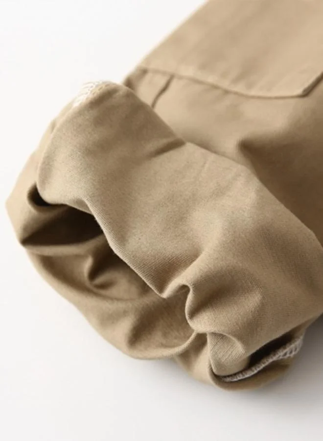 YUNIQEE Beige Regular Fit Mid Rise Solid Jogger Trouser