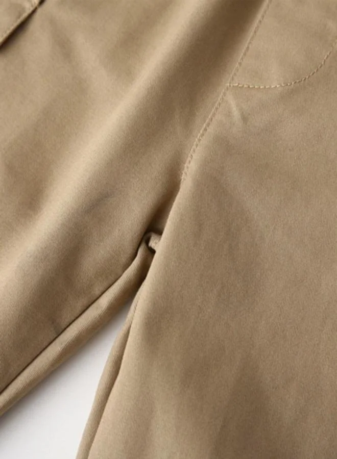 YUNIQEE Beige Regular Fit Mid Rise Solid Jogger Trouser