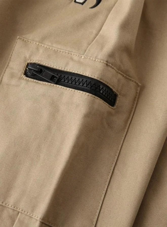 YUNIQEE Beige Regular Fit Mid Rise Solid Jogger Trouser