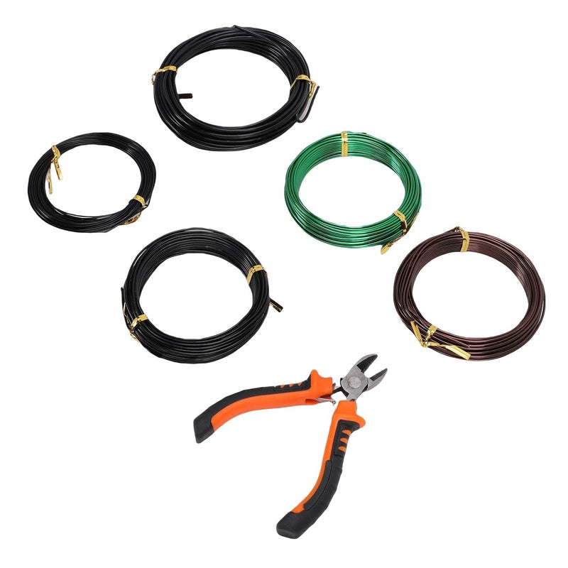 SUNGOOYUE Bonsai Training Wire Cutter Set, 5 Rolls Aluminum Wires 1.0mm 1.5mm 2.0mm with Wire Cutter for Bonsai Trees Indoor Garden DIY, 32.8ft Rustproof Flexible - Image 5