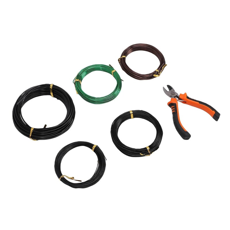 SUNGOOYUE Bonsai Training Wire Cutter Set, 5 Rolls Aluminum Wires 1.0mm 1.5mm 2.0mm with Wire Cutter for Bonsai Trees Indoor Garden DIY, 32.8ft Rustproof Flexible - Image 2