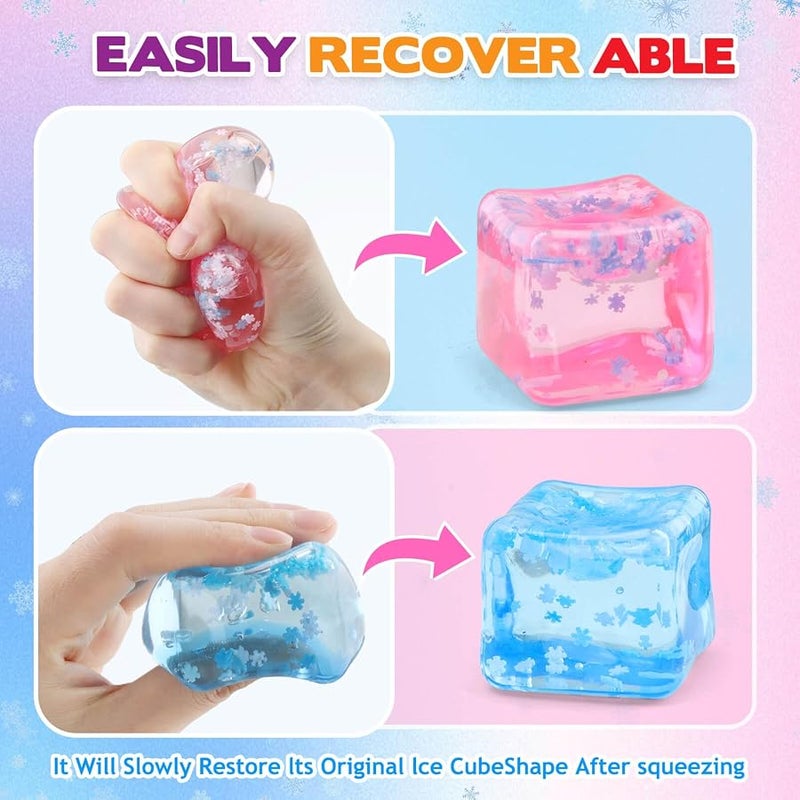 Chridark Ice Cube Fidget Toy for All Ages: 3 Pcs Sensory Squishy Fidget Toys, Square Stress Balls, Classroom Prizes, Anxiety Relief Stress Cube Gift for Kids Teens Adults - Image 4