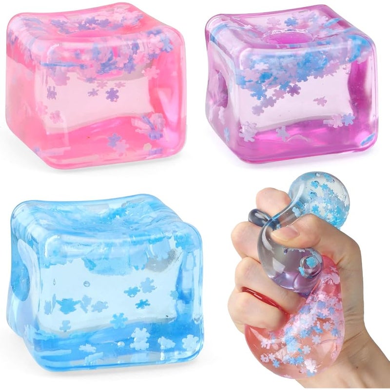 Chridark Ice Cube Fidget Toy for All Ages: 3 Pcs Sensory Squishy Fidget Toys, Square Stress Balls, Classroom Prizes, Anxiety Relief Stress Cube Gift for Kids Teens Adults - Image 1
