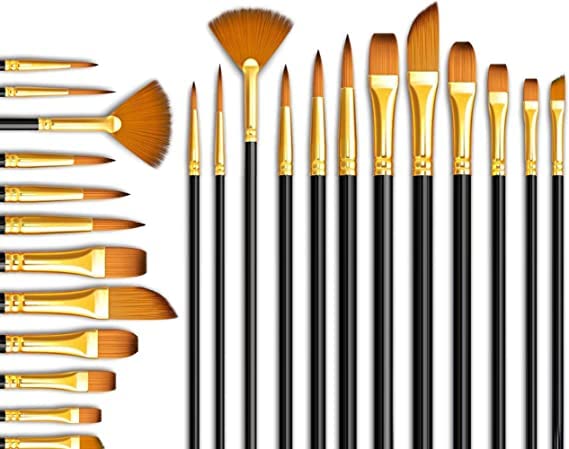 Twizzle Art Brush Set for Artists, Painting Brushes Set of 12 Professional Round Pointed Tip Nylon Hair Artist Acrylic Paint Brush for Acrylic/Water Colour/Oil Painting - Image 1