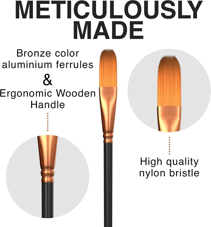 Twizzle Art Brush Set for Artists, Painting Brushes Set of 12 Professional Round Pointed Tip Nylon Hair Artist Acrylic Paint Brush for Acrylic/Water Colour/Oil Painting - Image 4