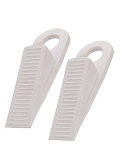 Y&D Door Stopper, Rubber Hook Type Stop Works on All Floor Surfaces, Control The Size of Gaps and Prevent Lock-Outs,1 Inch Thick, 2 Pack (White)  - Image 1