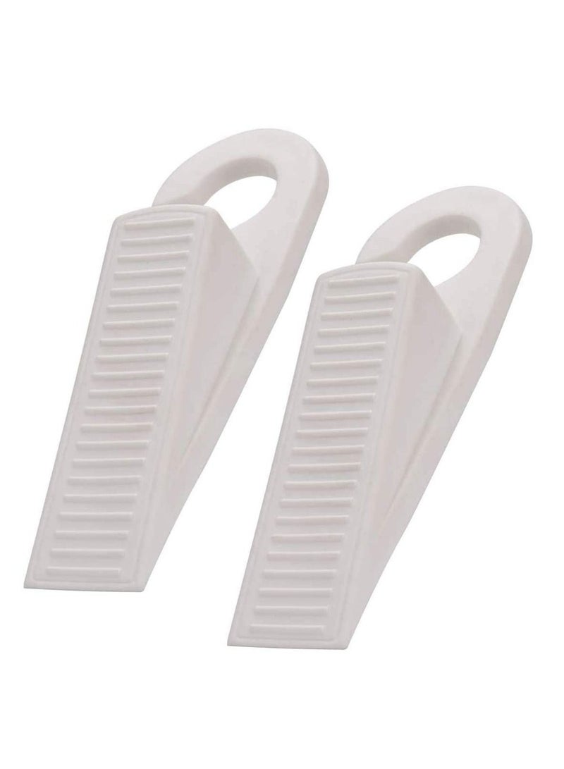 Y&D Door Stopper, Rubber Hook Type Stop Works on All Floor Surfaces, Control The Size of Gaps and Prevent Lock-Outs,1 Inch Thick, 2 Pack (White)  - Image 1