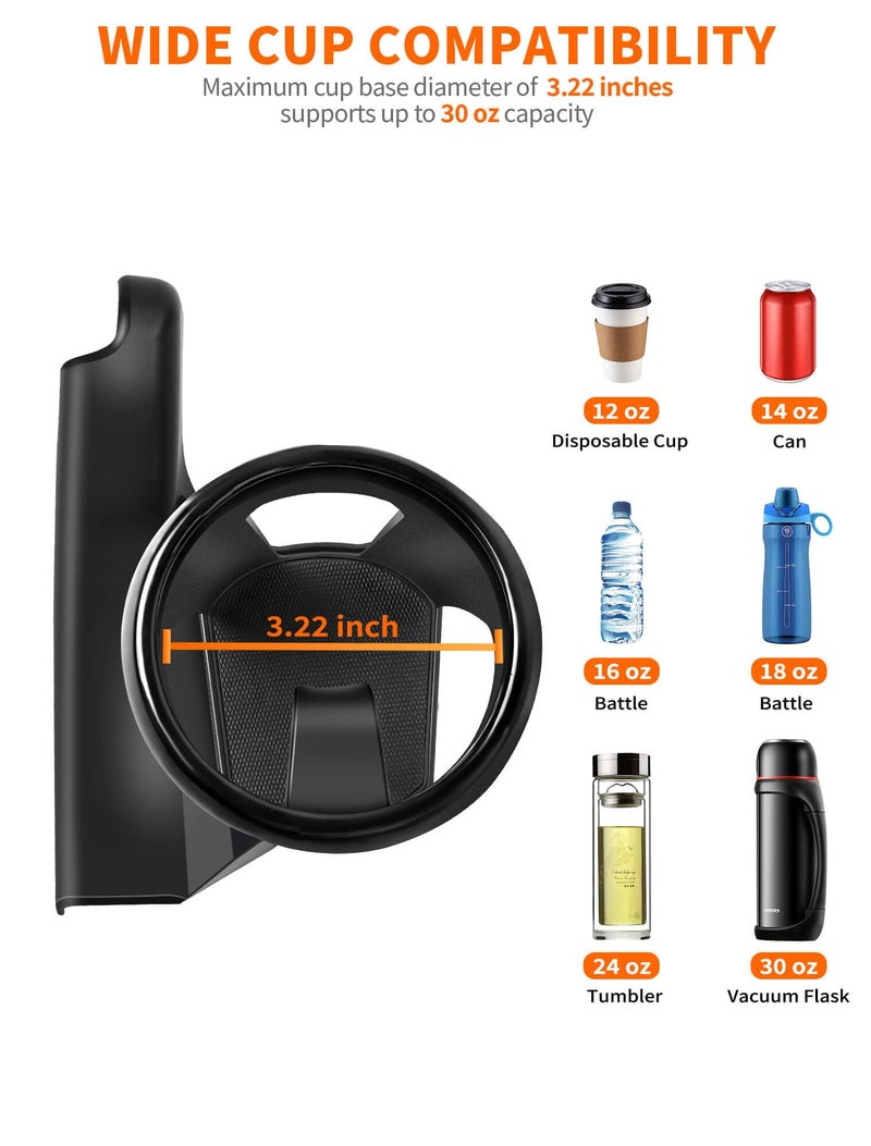 Savadicar Door Cup Holder Compatible with 2018-Present Jeep Wrangler JL 4XE & Gladiator JT, Supports Cup & Bottles Up to 30 oz Size, Extension Accessories for Jeep Door, 2 PCs - Image 3
