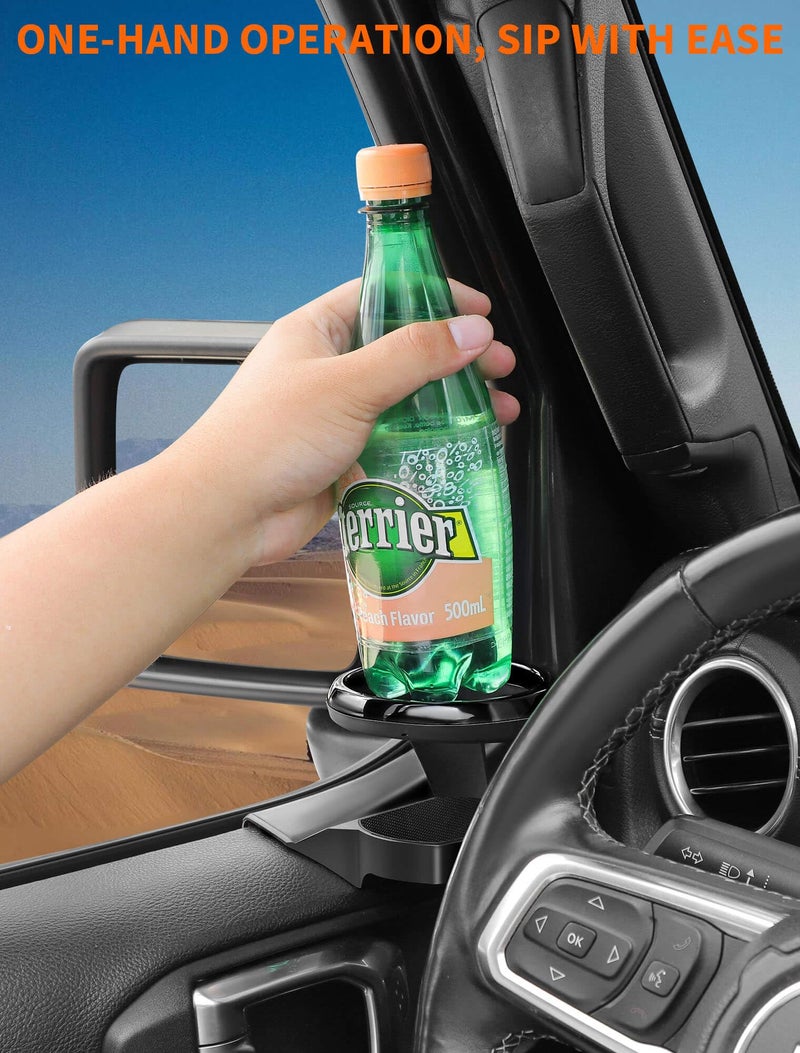 Savadicar Door Cup Holder Compatible with 2018-Present Jeep Wrangler JL 4XE & Gladiator JT, Supports Cup & Bottles Up to 30 oz Size, Extension Accessories for Jeep Door, 2 PCs - Image 4