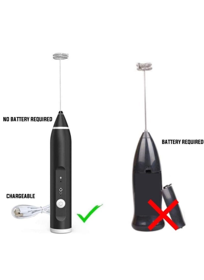 Gravity Rechargeable Milk Frother, Coffee Frother Yogurt mixer Egg beater Handheld Foam Maker Rechargeable Electric Foam Maker with 2 Stainless Whisks Speed Adjustable Durable Frother Drink portable Mixer  - Image 2