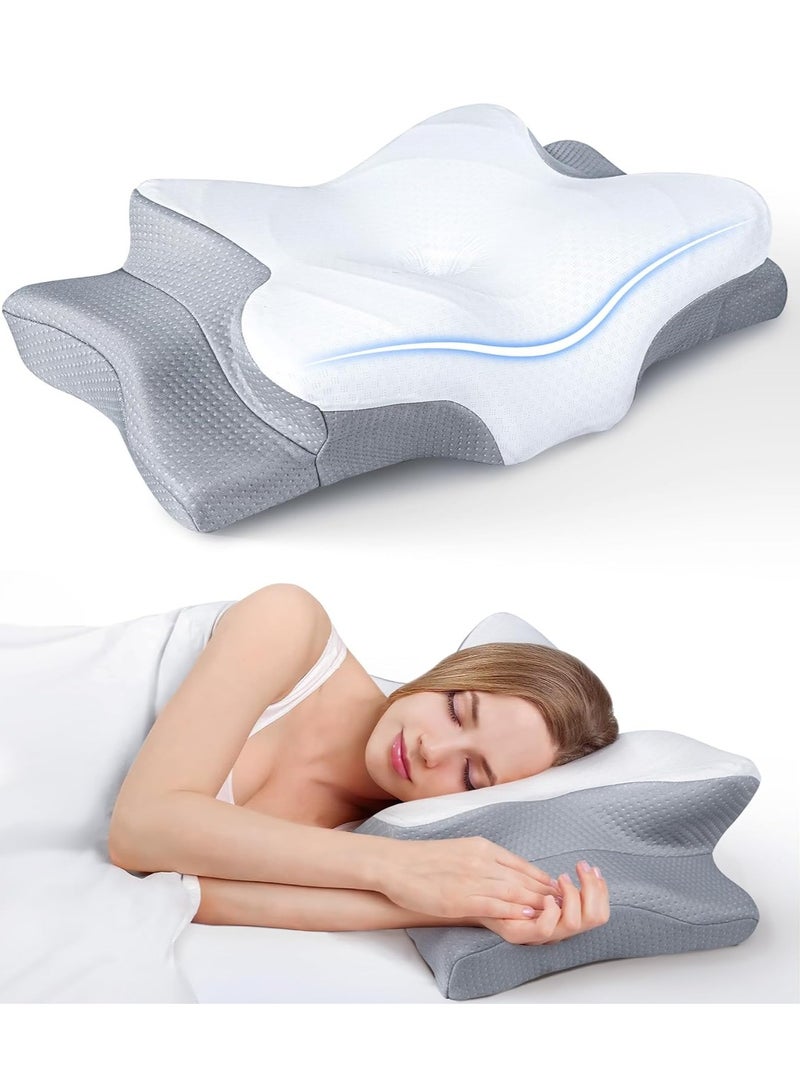 USTIDE Ultra Pain Relief Cooling Pillow for Neck Support, Adjustable Cervical Pillow Cozy Sleeping, Odorless Ergonomic Contour Memory Foam Pillows, Orthopedic Bed Pillow for Side Back Stomach Sleeper - Image 1