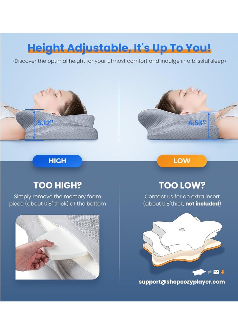 USTIDE Ultra Pain Relief Cooling Pillow for Neck Support, Adjustable Cervical Pillow Cozy Sleeping, Odorless Ergonomic Contour Memory Foam Pillows, Orthopedic Bed Pillow for Side Back Stomach Sleeper - Image 4