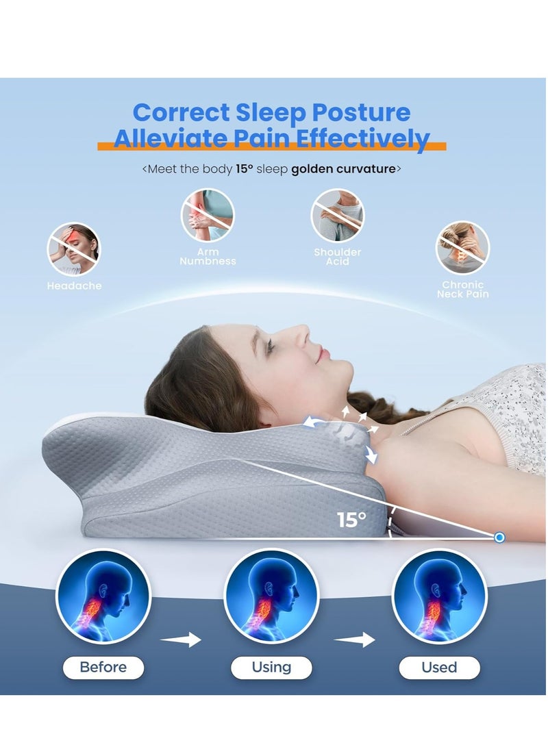 USTIDE Ultra Pain Relief Cooling Pillow for Neck Support, Adjustable Cervical Pillow Cozy Sleeping, Odorless Ergonomic Contour Memory Foam Pillows, Orthopedic Bed Pillow for Side Back Stomach Sleeper - Image 5