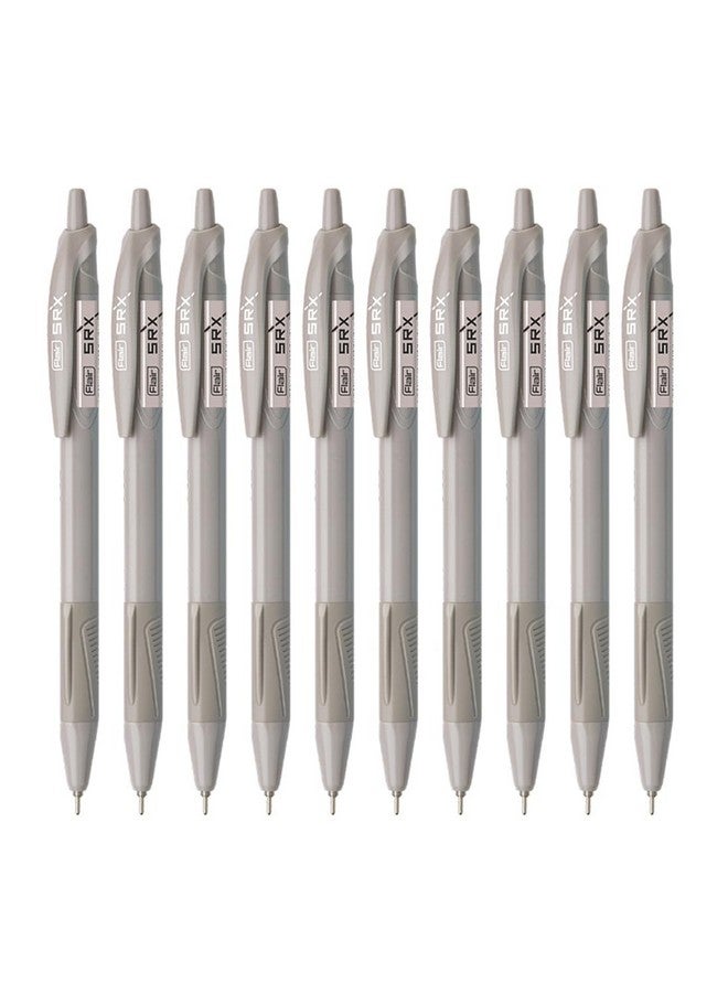 FLAIR SRX 0.7mm Retractable Ball Pen Box Pack | Triangular Grip For Better Hold | Light Weight Refillable Ball Pen | Vibrant Solid Body Colours | Black Ink, Pack of 10 Pens - Image 1