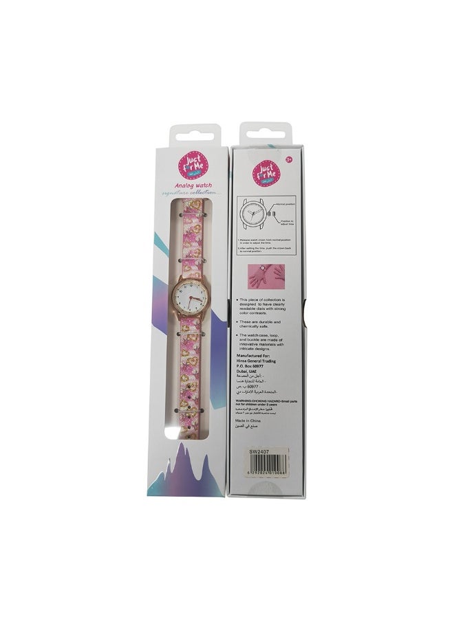 Just for Me Just For Me Heart & Crown Analog Watch with Fabric Strap 