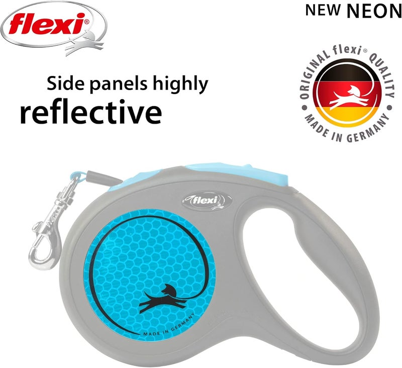 Flexi New NEON Retractable Tape Leash for Dogs - Blue Medium - Image 3