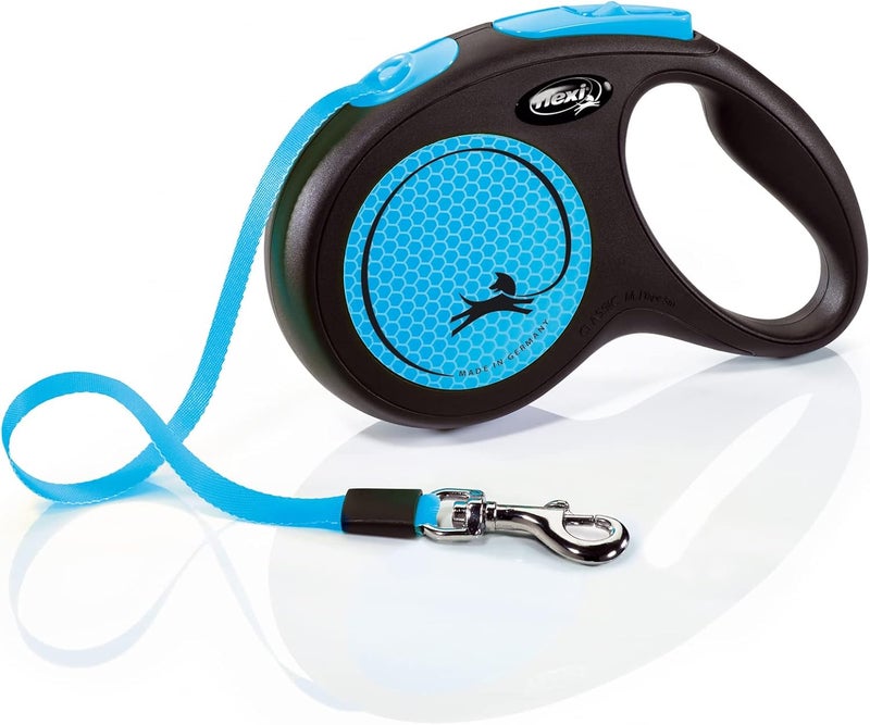Flexi New NEON Retractable Tape Leash for Dogs - Blue Medium - Image 1