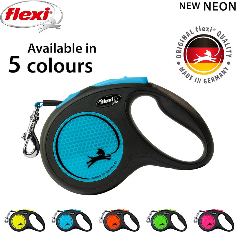 Flexi New NEON Retractable Tape Leash for Dogs - Blue Medium - Image 5