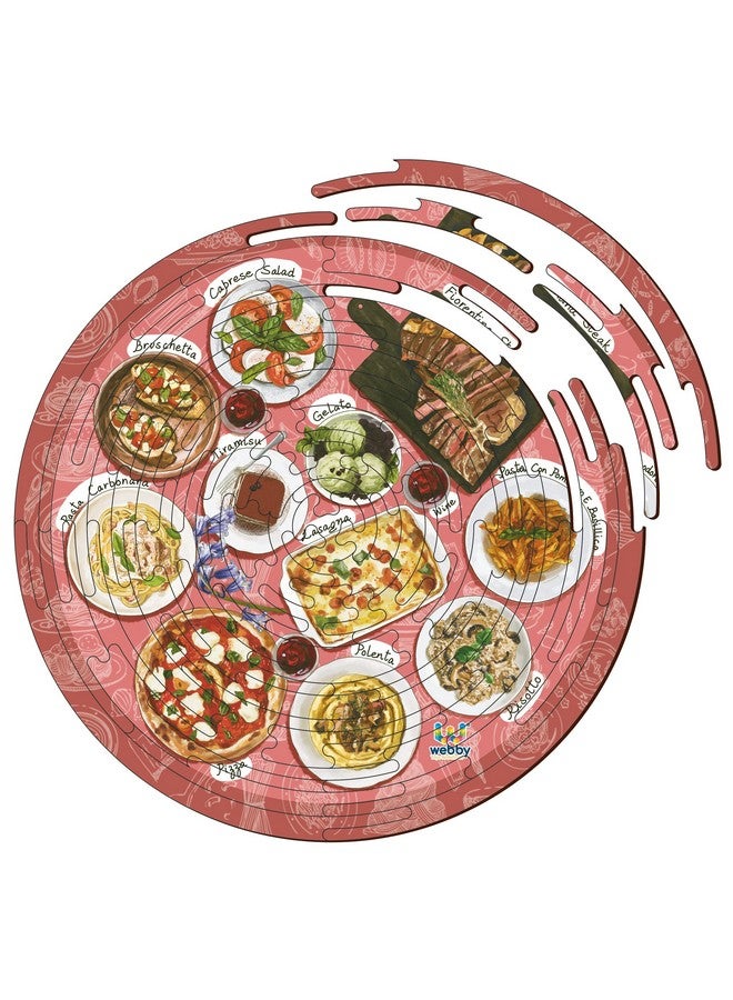 ويبي أحجية خشبية من Webby Noozles للطعام الإيطالي، 70 قطعة للأولاد والبنات - Image 1