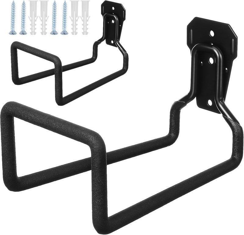 Heavy Duty Metal Garage Hooks 3-Hole Black Utility Wall Mount Storage Organizer for Tool and Hose Hanging, 2pcs, Outdoor Garage Storage Solution - Image 1