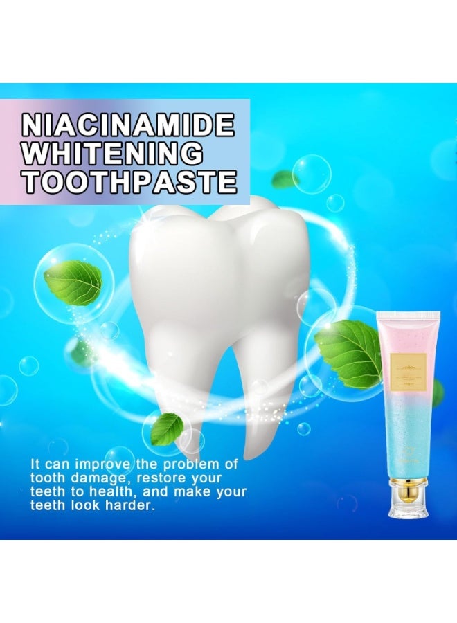 Bodyaccel Niacinamide Whitening Toothpaste, Niacinamide Toothpaste, Bodyaccel Toothpastes, Tripel Whitening Niacinamides Whitenings Toothpastes (100g With Toothbrush)