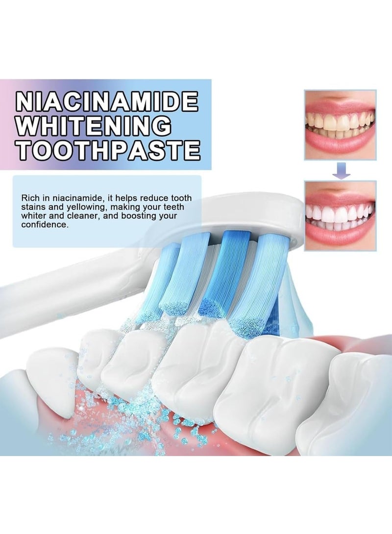 Bodyaccel Niacinamide Whitening Toothpaste, Niacinamide Toothpaste, Bodyaccel Toothpastes, Tripel Whitening Niacinamides Whitenings Toothpastes (100g With Toothbrush)