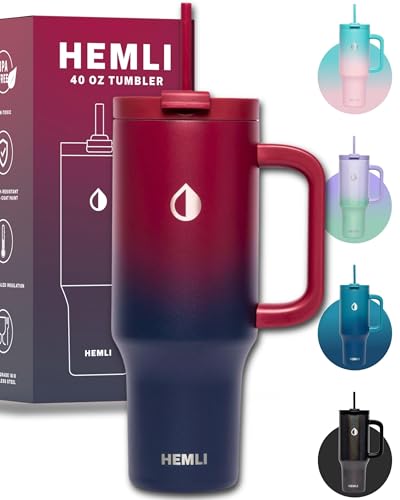 40 Oz Tumbler with Handle and Straw Insulated Tumbler with Leakproof 2in1 Lid and Straw Reusable and Portable Water and Coffee Stainless Steel Travel Mug Vacuum Insulated